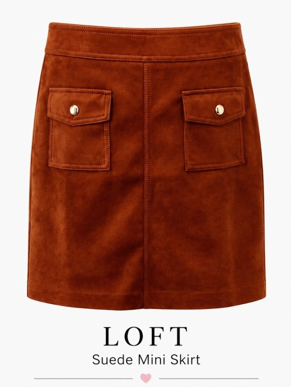 LOFT Rust Suede Mini Skirt with Front Patch Pockets